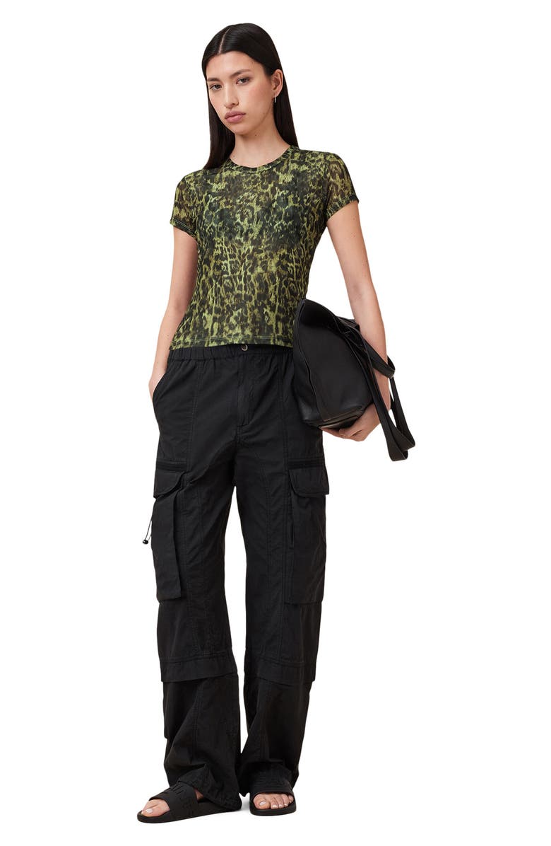 AllSaints Ellie Mesh T-Shirt, Alternate, color, Evia Khaki Green