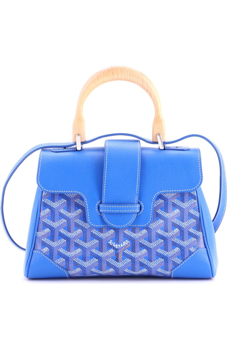 Pre-Owned Goyard Saigon Top Handle Bag Coated Canvas with Leather Mini, Main, color, Blue