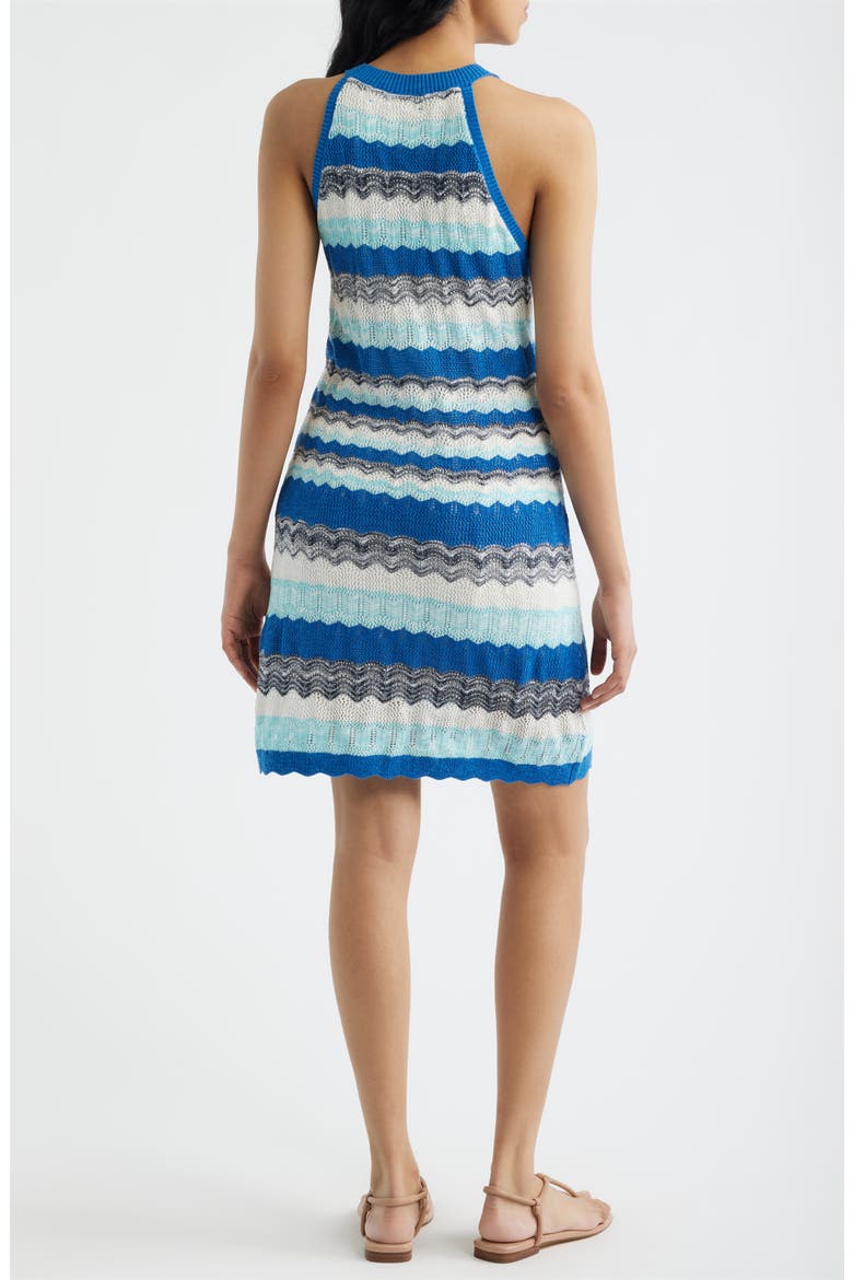 Pointelle Stripe Minidress, Alternate, color, COBALT