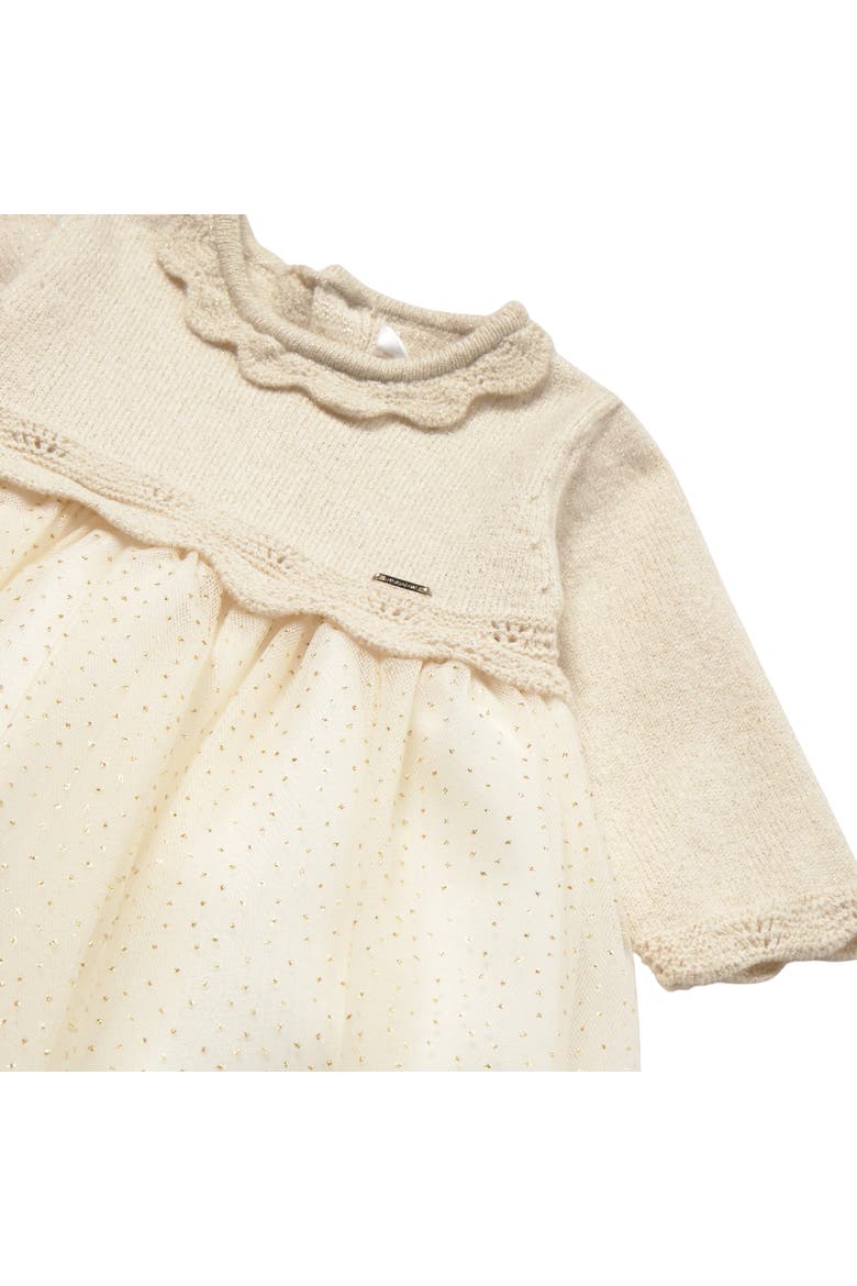 Tricot & Tulle Dress, Alternate, color, Beige