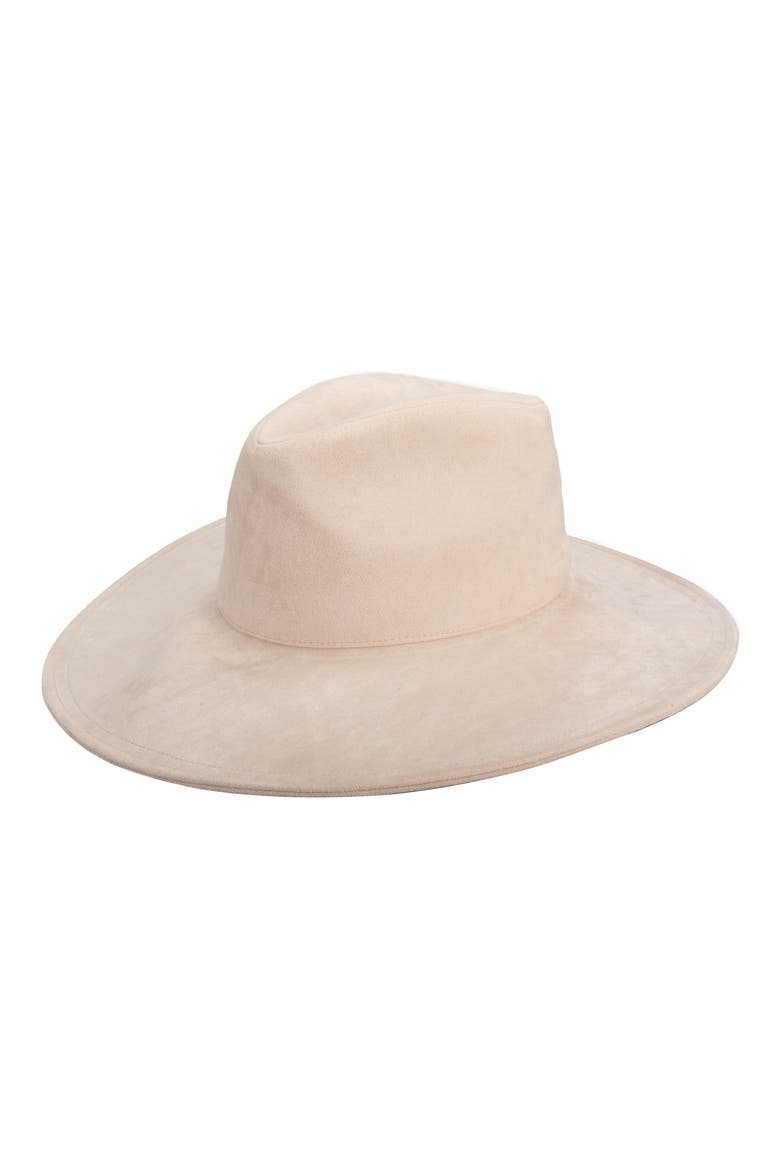 Faux Suede Fedora, Main, color, IVORY