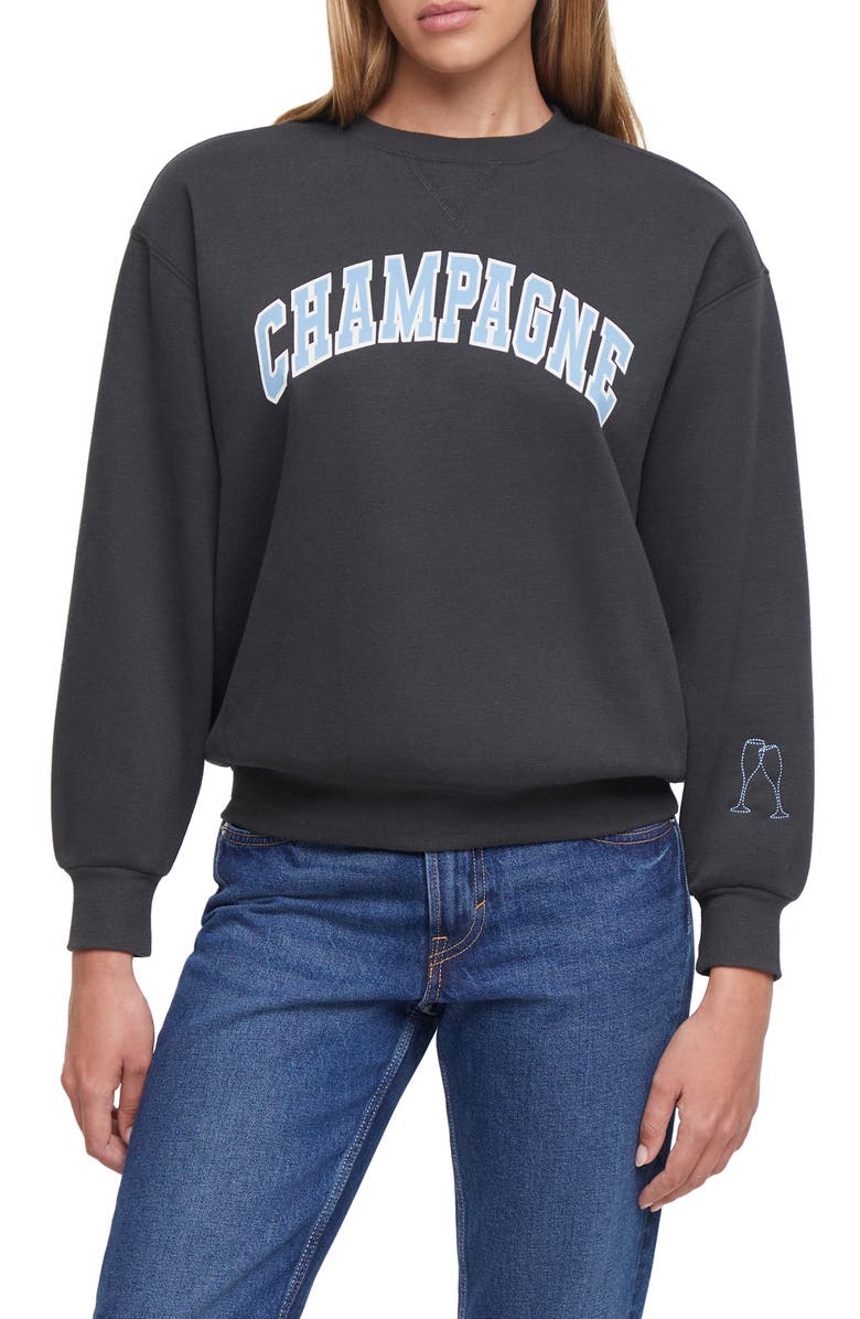 Wildfox Charlie Graphic Sweatshirt, Main, color, Pirate Black