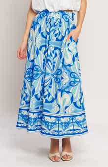 Print Cotton Maxi Skirt