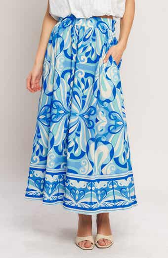 Print Cotton Maxi Skirt