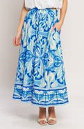 FLYING TOMATO Print Cotton Maxi Skirt