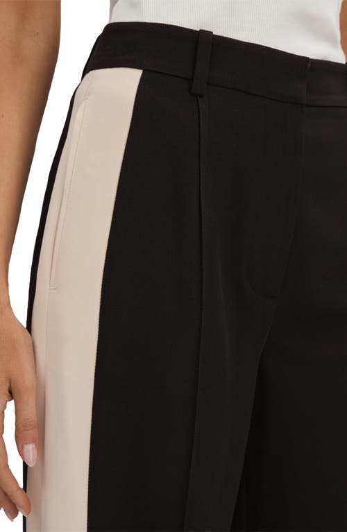 Reiss Pam Stripe Wide Leg Pants In Black/cream