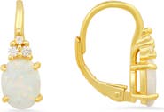 Queen Jewels Sterling Silver Opal & CZ Leverback Earrings