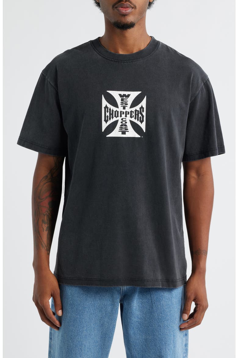 West Coast Choppers Distressed Core Logo Cotton Graphic T-Shirt, Main, color, WASHED BLACK