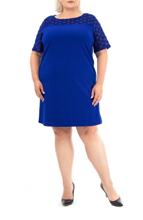 Metallic Yoke Sheath Dress (Plus)