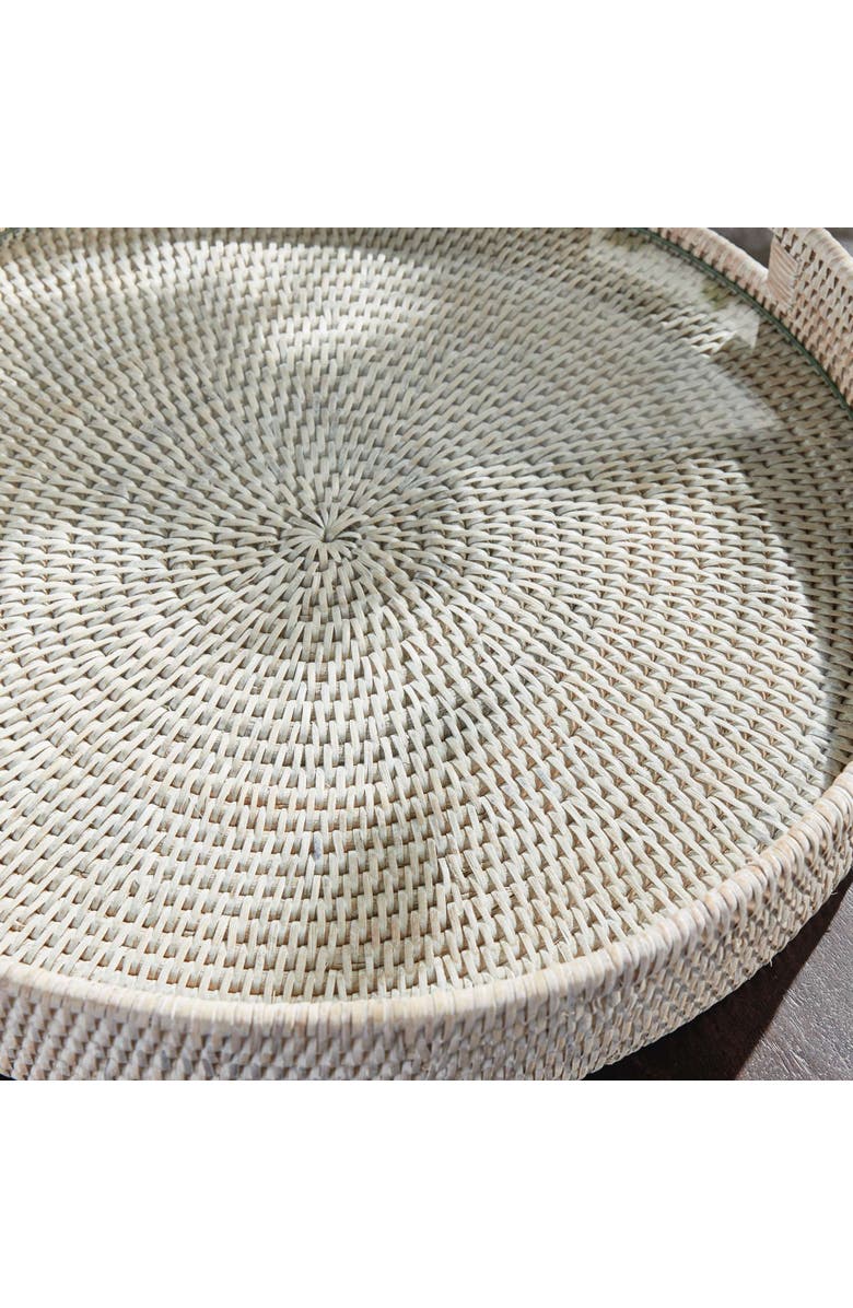 Napa Home & Garden Burma Rattan Round Serving Tray Large, Alternate, color, White