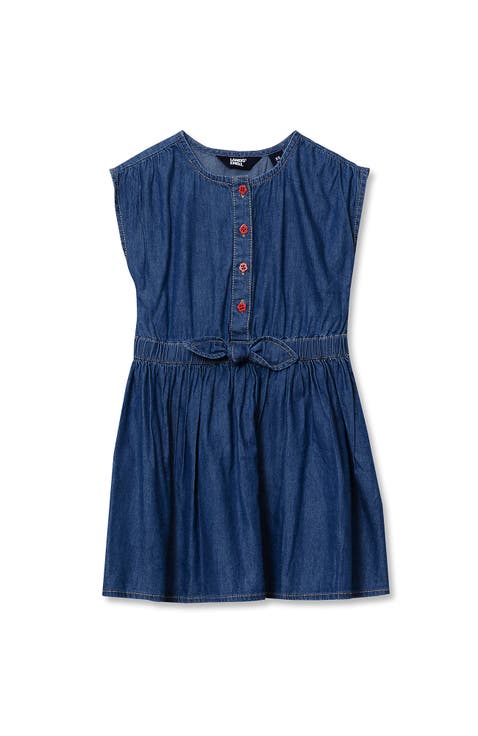 Girls Short Sleeve Lightweight Denim Dress