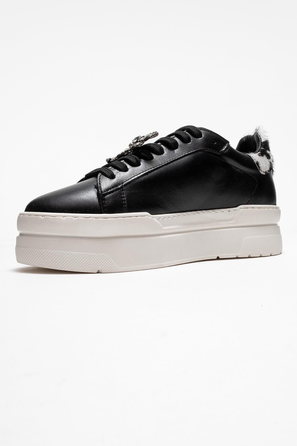 Laren Leather Buckle Sneakers, Alternate, color, Black Leather