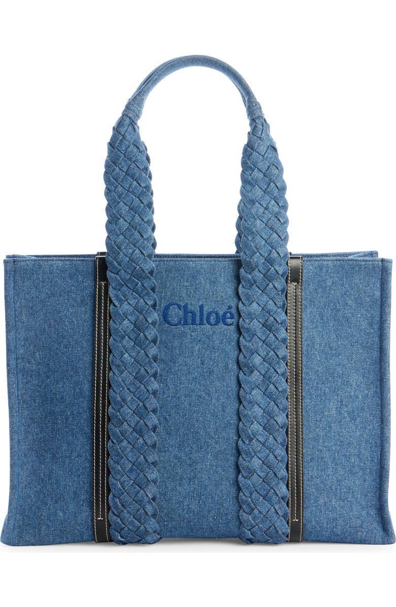 Chloé Large Woody Denim Tote, Main, color,