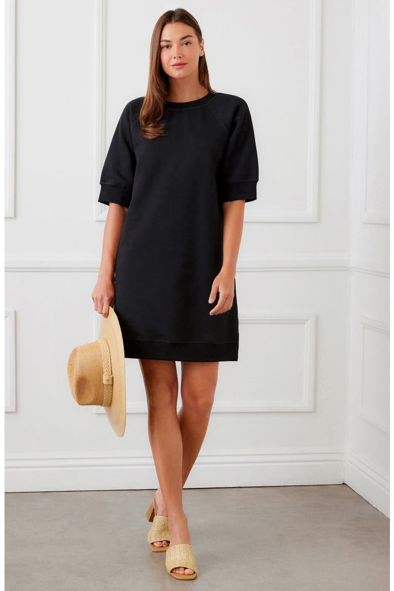 Raglan Sleeve Sweatshirt Dress, Alternate, color, BLACK
