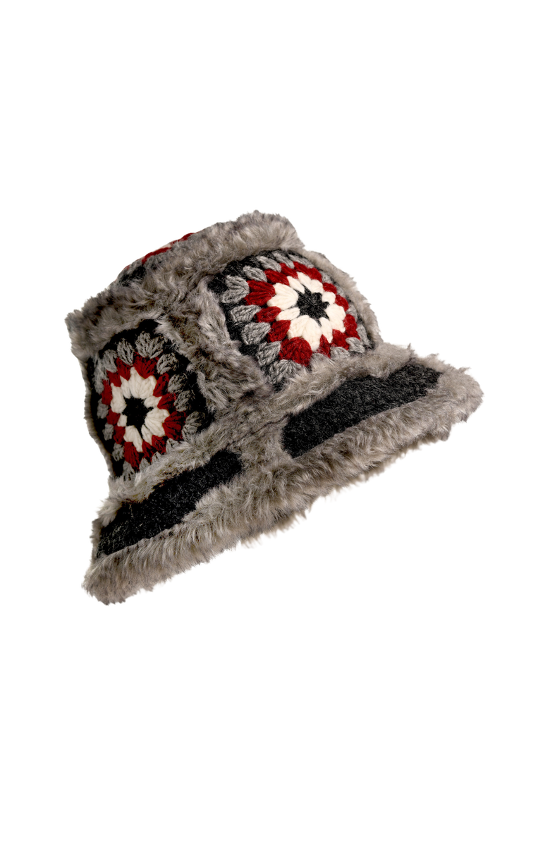 Nirvanna Designs Crochet Sun Hat With Fur Piping, Main, color, 