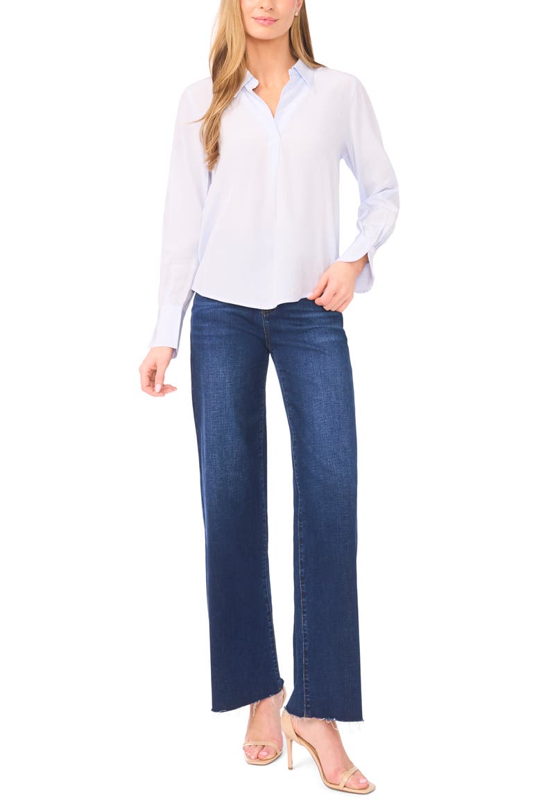 Stripe Semi Sheer Popover Top, Alternate, color, FROZEN