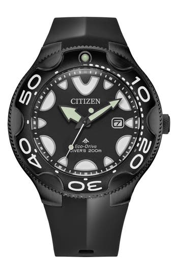 Citizen Promaster Dive Faux Leather Strap Watch, 46mm In Black