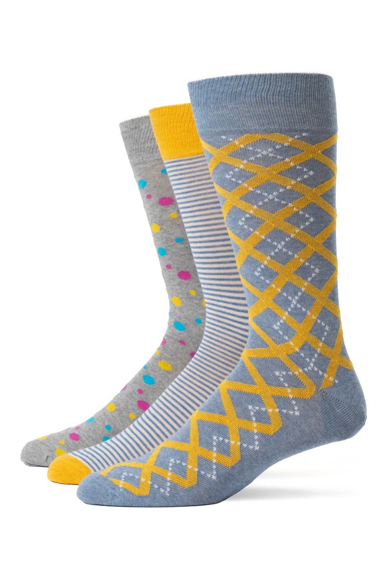 Assorted 3-Pack Crew Socks, Main, color, YELLOW
