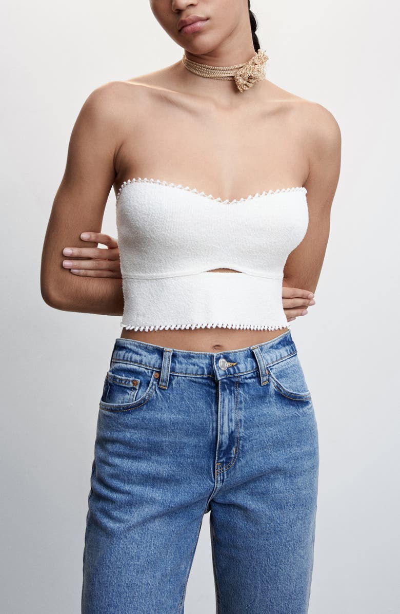 MANGO High Waist Ankle Tapered Mom Jeans, Alternate, color, 