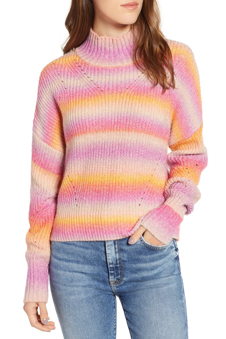 Brinkley Mock Neck Sweater, Main, color, PINK MULTI