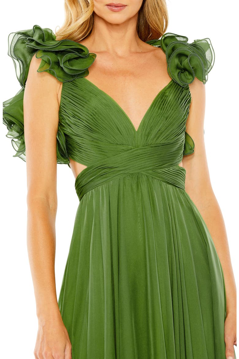Rosette Chiffon Cutout Empire Waist Gown, Alternate, color, THYME