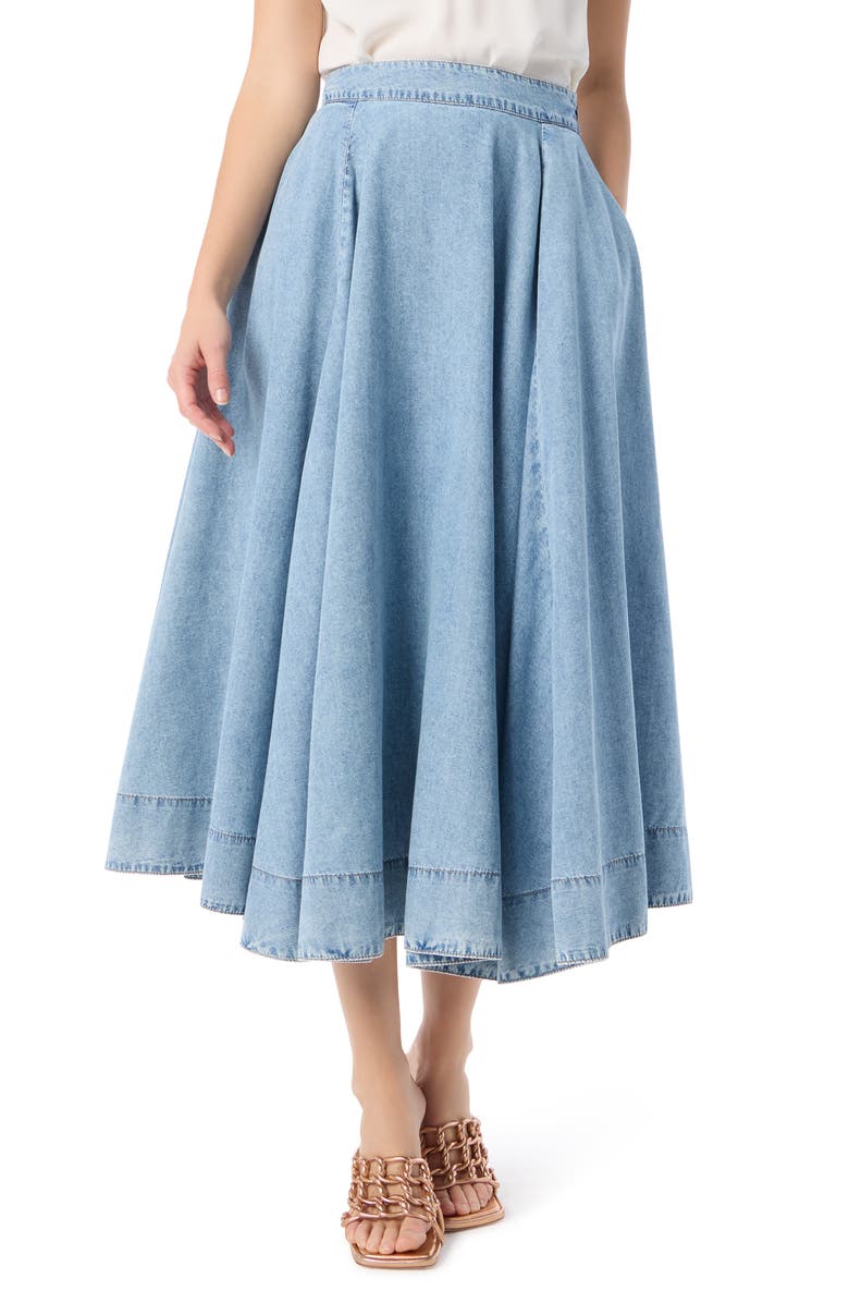 DO by Dee Ocleppo Sage Half Circle Chambray Denim Skirt, Main, color, Aero Wash