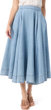 DO by Dee Ocleppo Sage Half Circle Chambray Denim Skirt