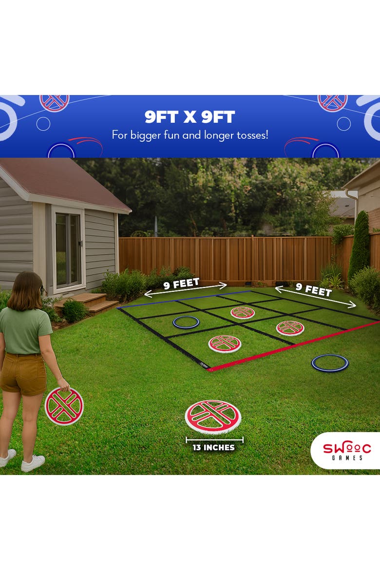 Fling Tac Toe (9ft x 9ft) Giant Tic Tac Toe Game, Alternate, color, Red, Blue