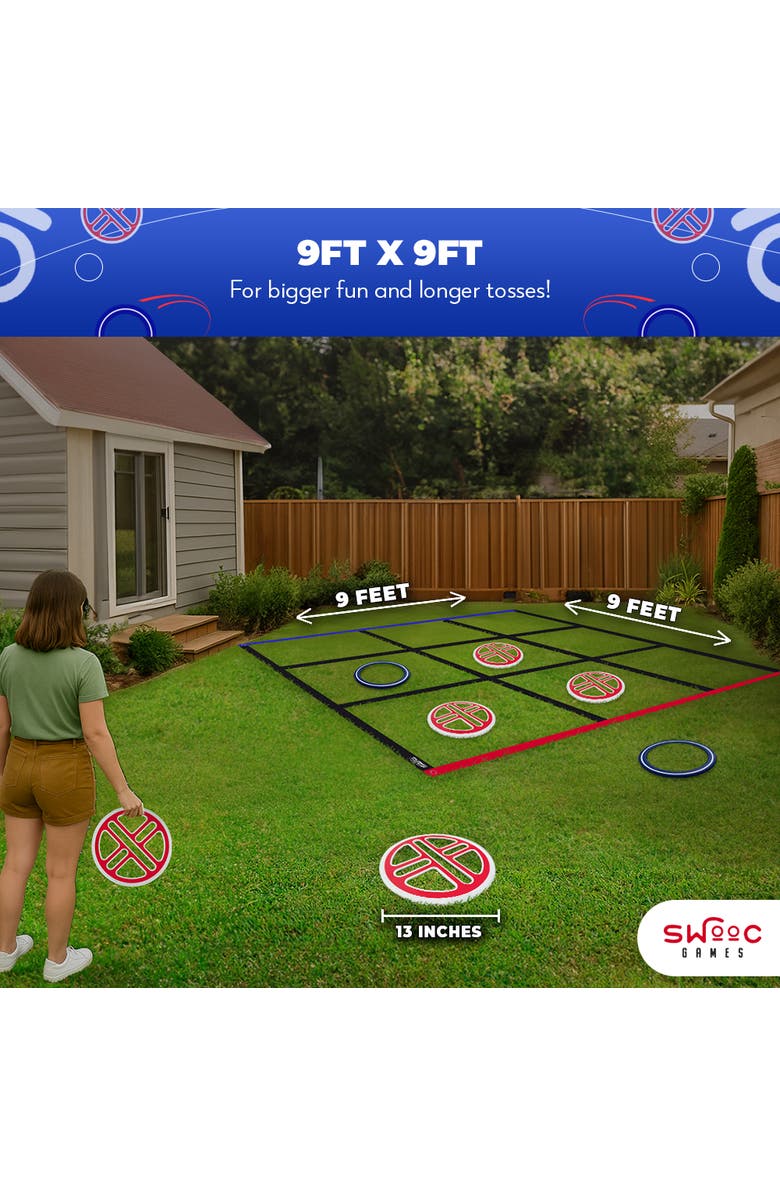 Swooc Games Fling Tac Toe (9ft x 9ft) Giant Tic Tac Toe Game, Alternate, color, Red, Blue