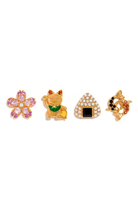 Tokyo Set of 4 Assorted Single Stud Earrings
