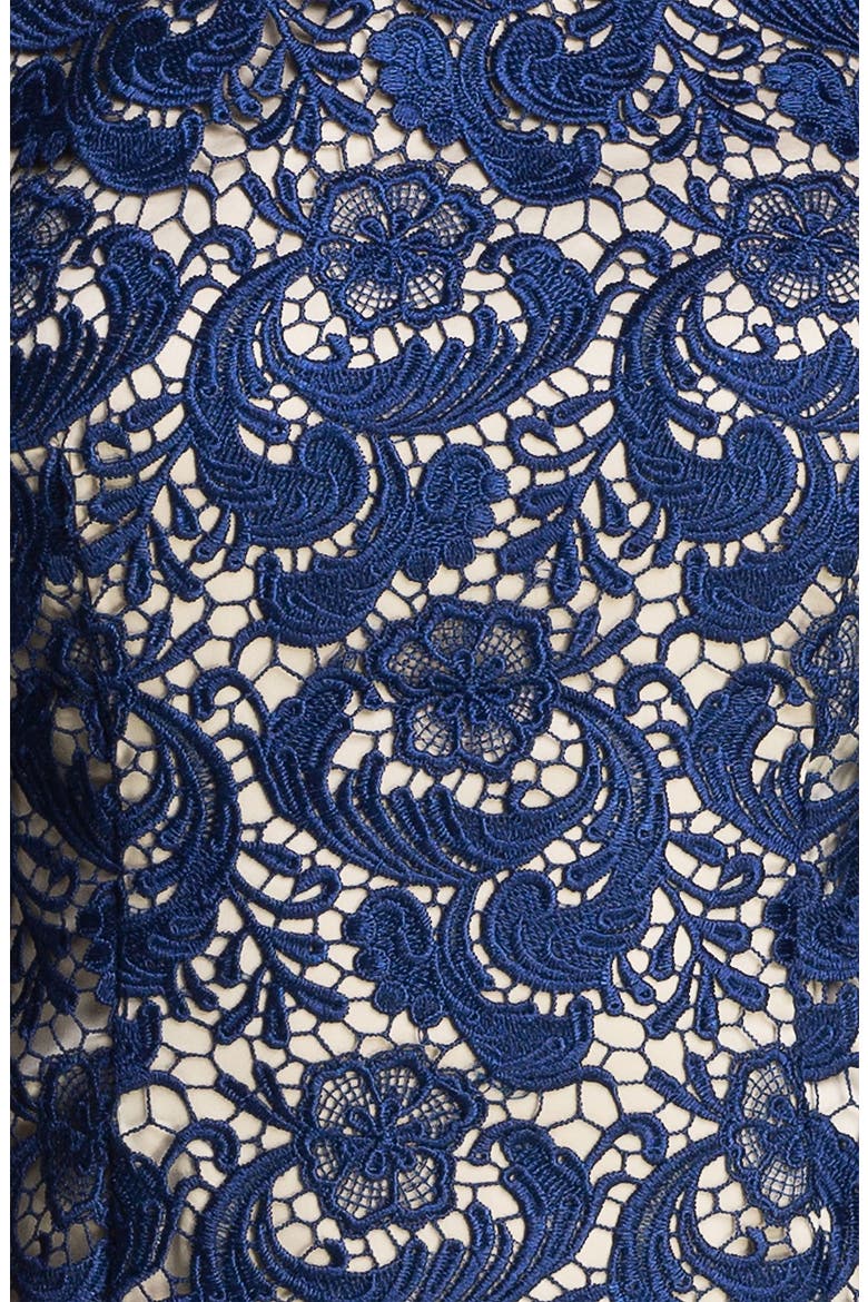 Embroidered Lace Overlay Sheath Dress, Alternate, color, NAVY