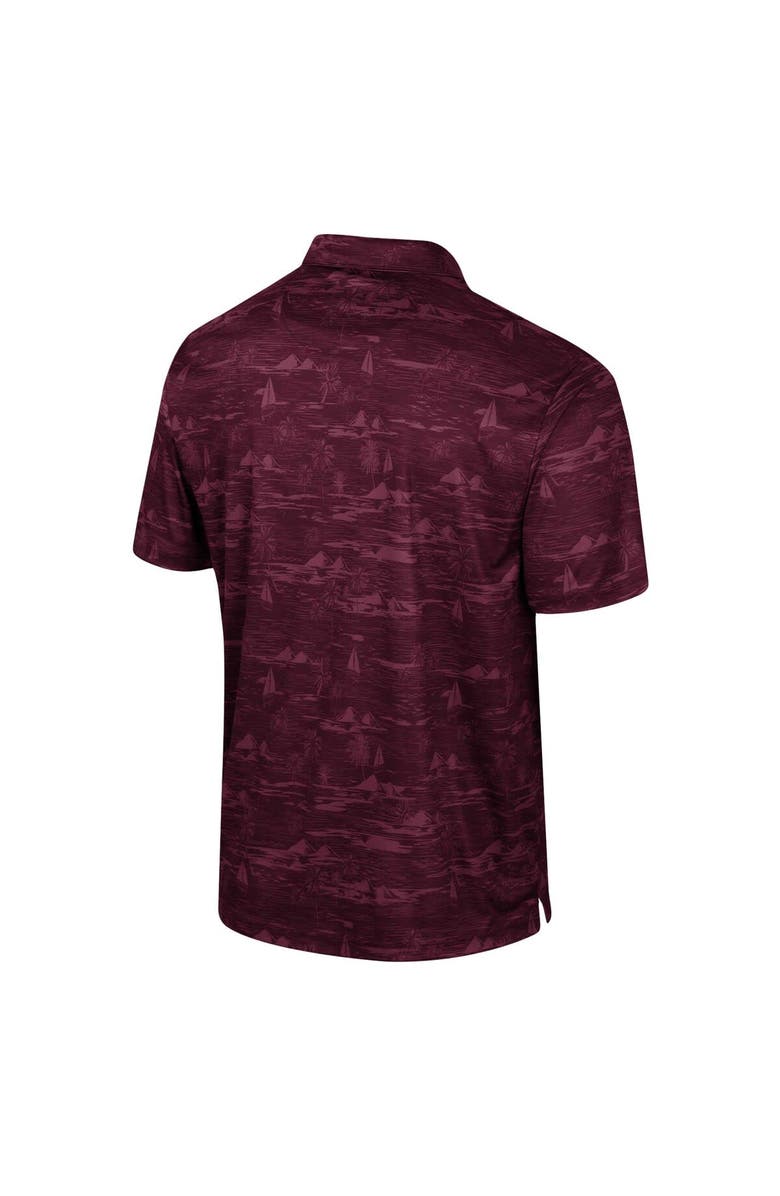 COLOSSEUM Men's Colosseum Maroon Mississippi State Bulldogs Daly Print Polo, Alternate, color, Maroon