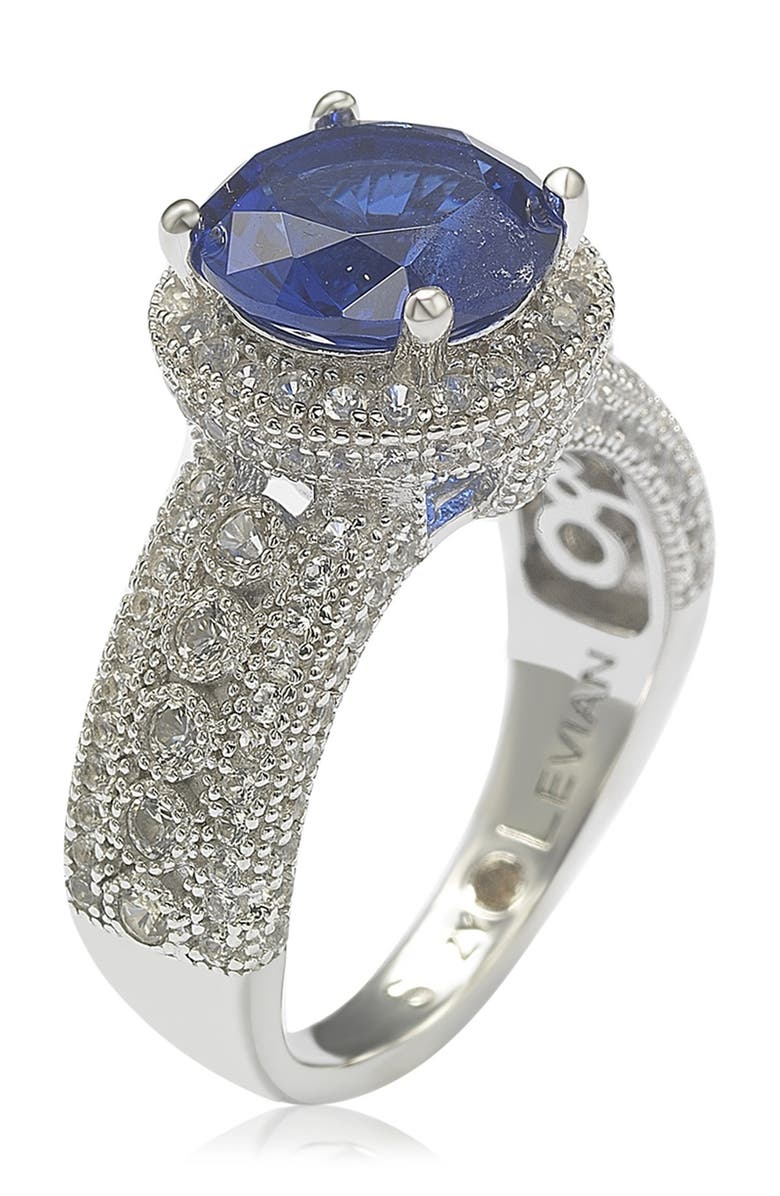 SUZY LEVIAN Sterling Silver Round-Cut Blue Sapphire & Diamond Accent Ring - 0.02 ctw, Alternate, color, Blue