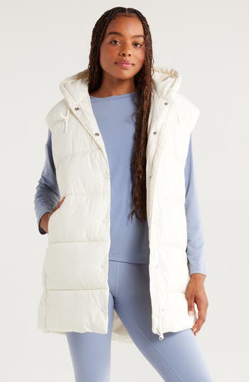 Zella Longline Hooded Puffer Vest | Nordstrom