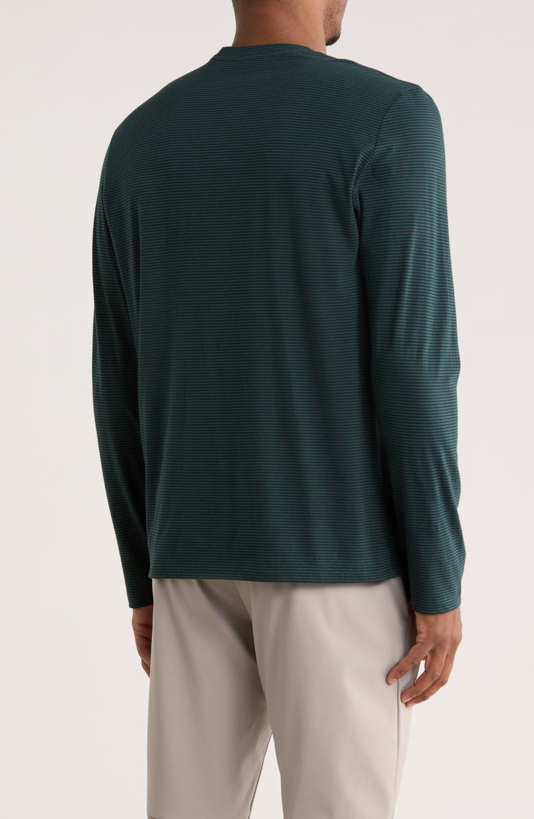 Vince Stripe Crewneck Long Sleeve Knit T-Shirt, Alternate, color, Emerald/ Coastal