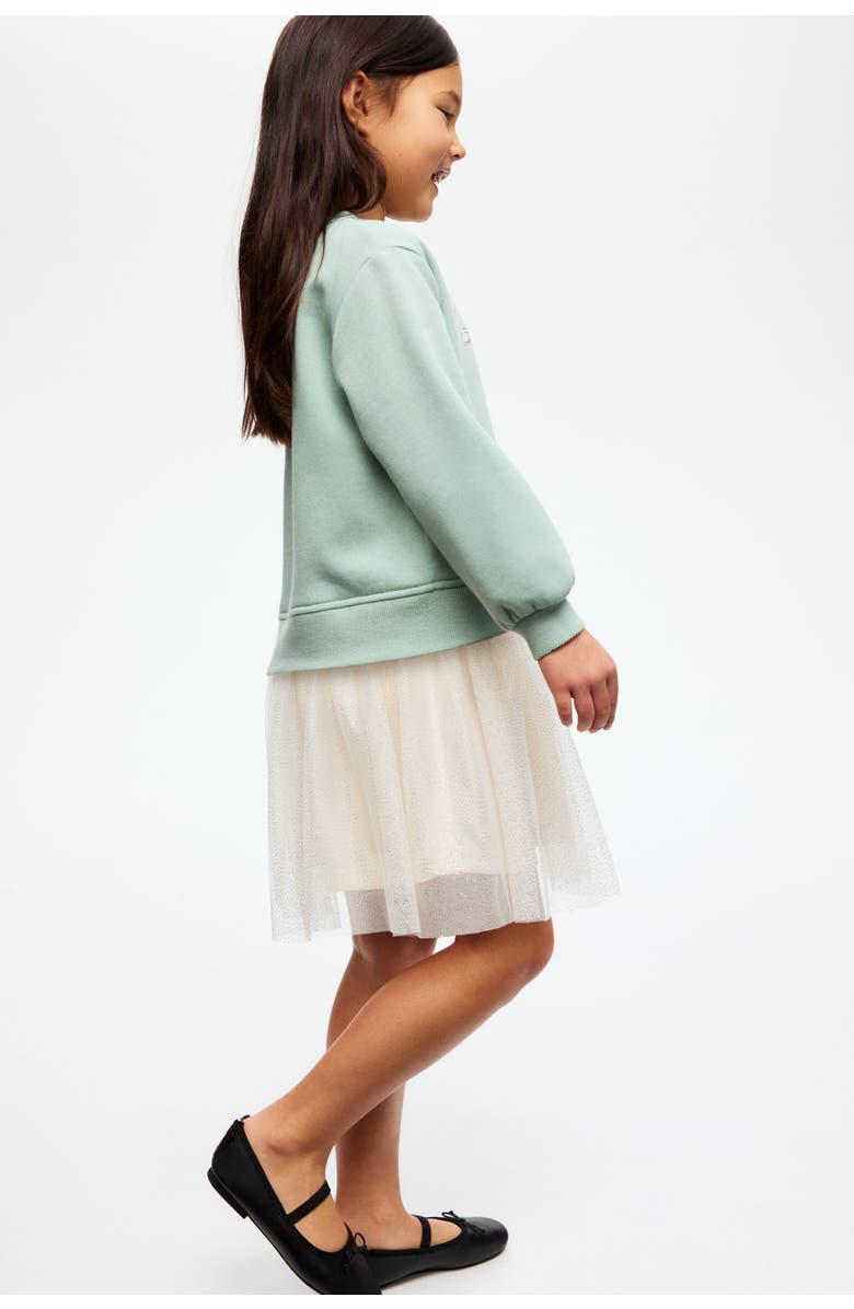 H&M Tulle-skirt Sweatshirt Dress, Alternate, color, Light Green/Love