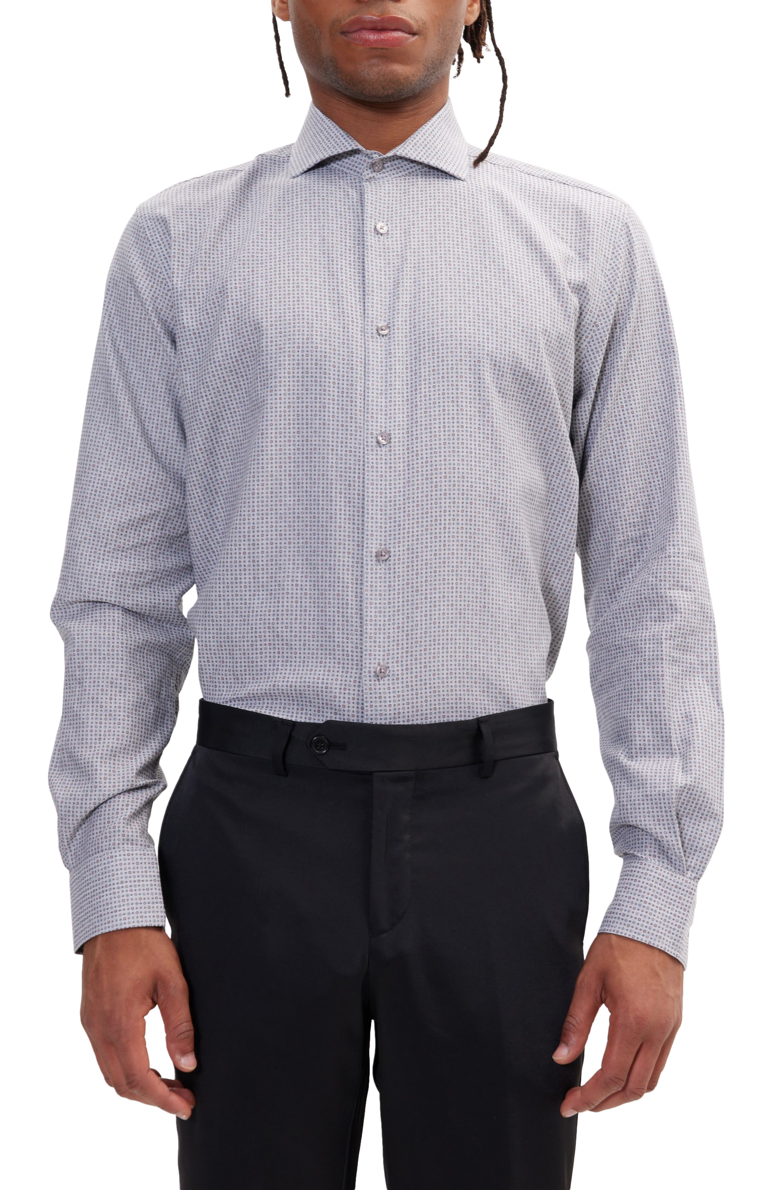 RON TOMSON Dot French Placket Dress Shirt