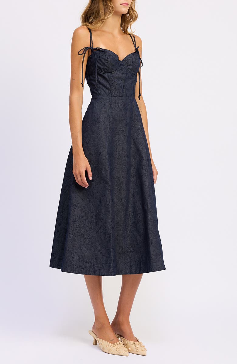 En Saison Darby Sweetheart Neck Midi Dress, Alternate, color, Indigo