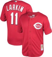 Mitchell & Ness Men's Mitchell & Ness Barry Larkin Red Cincinnati Throwback Reds Cooperstown Mesh Batting Practice Jersey