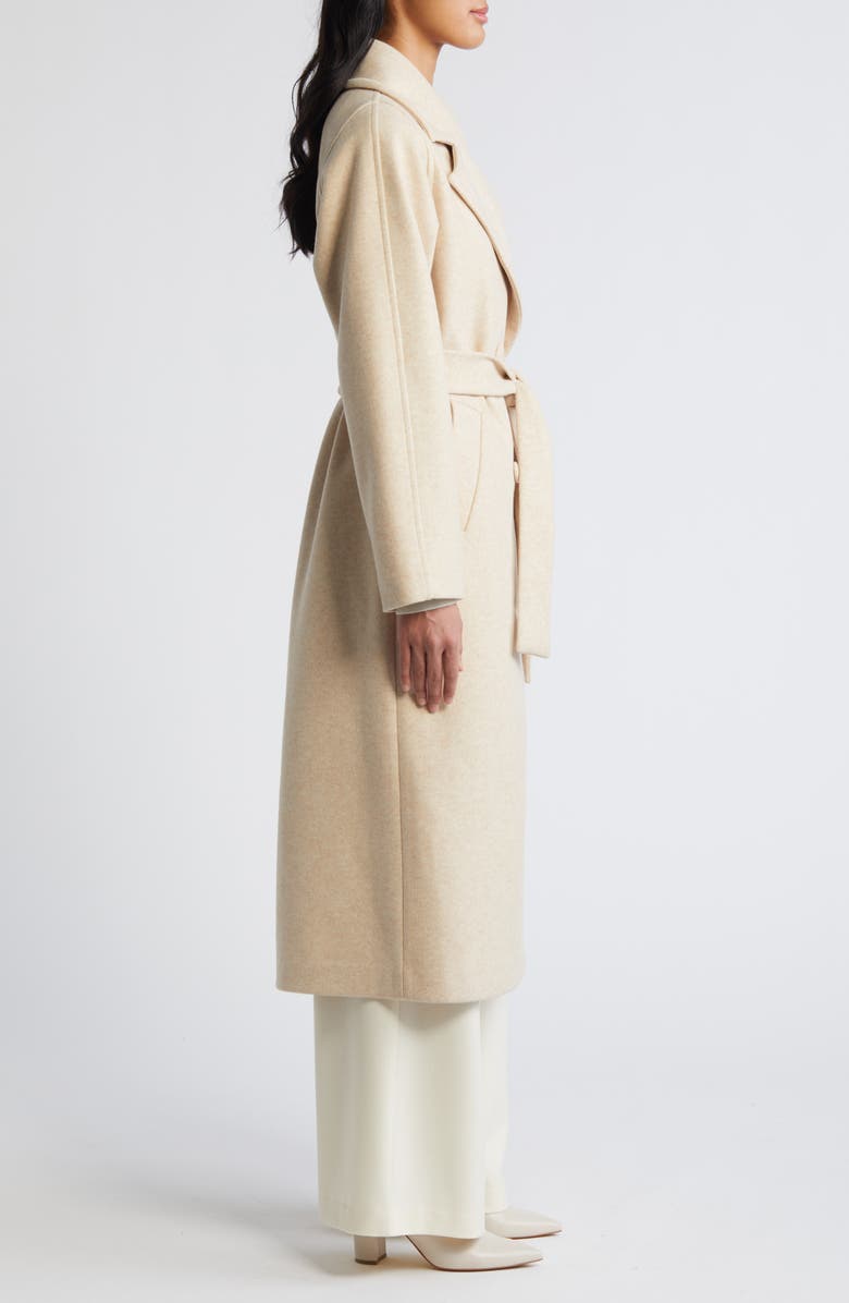 Bernardo Double Breasted Belted Coat, Alternate, color, Oatmeal