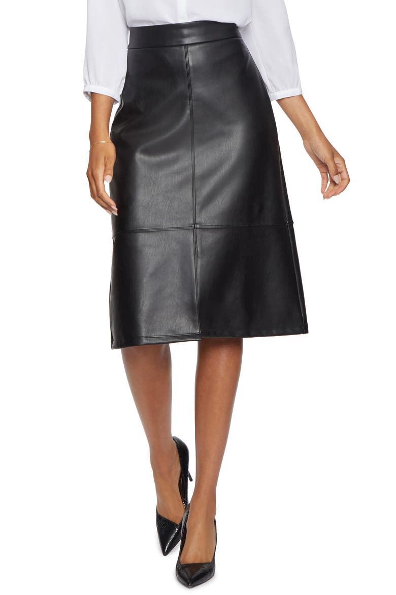 Faux Leather A-Line Skirt, Main, color, BLACK