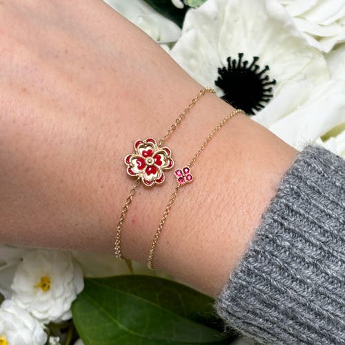 The Lovery Fine Jewelry Ruby Single Clover Bracelet In Red