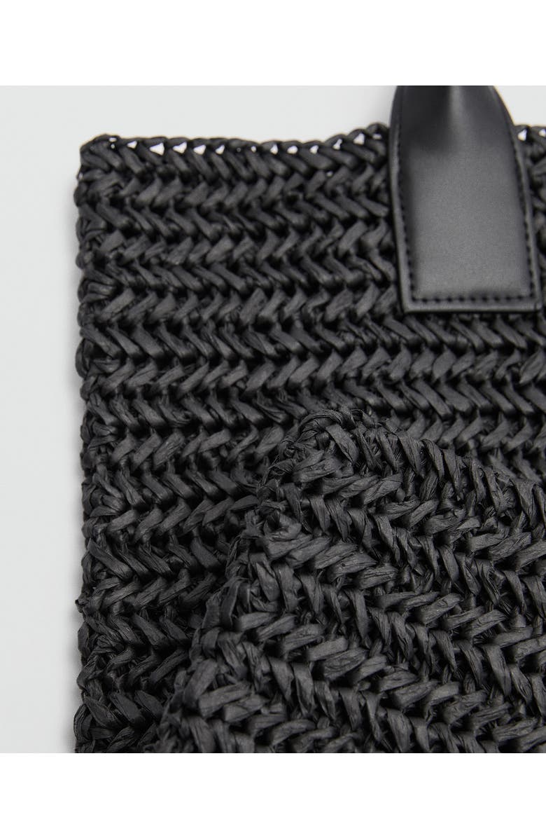 MANGO Braided Straw Shopper, Alternate, color,