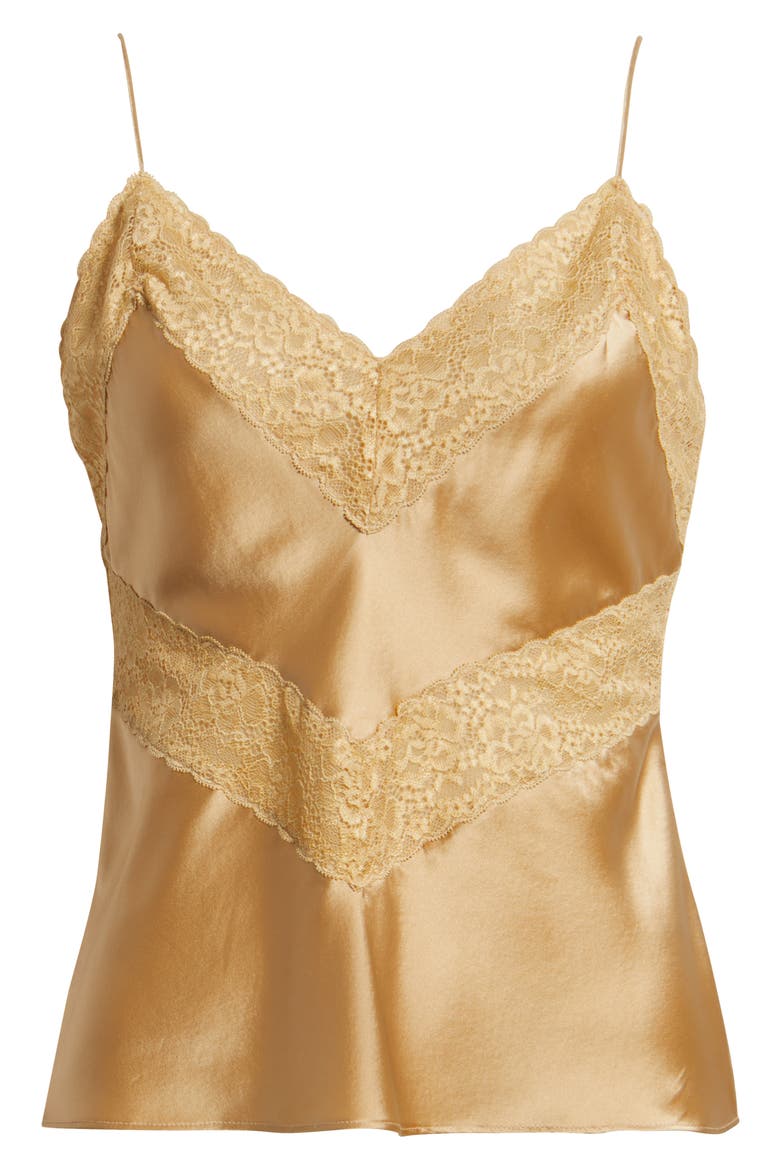 Brimsley Lace Trim Silk Camisole, Alternate, color, CAMEL CHARM