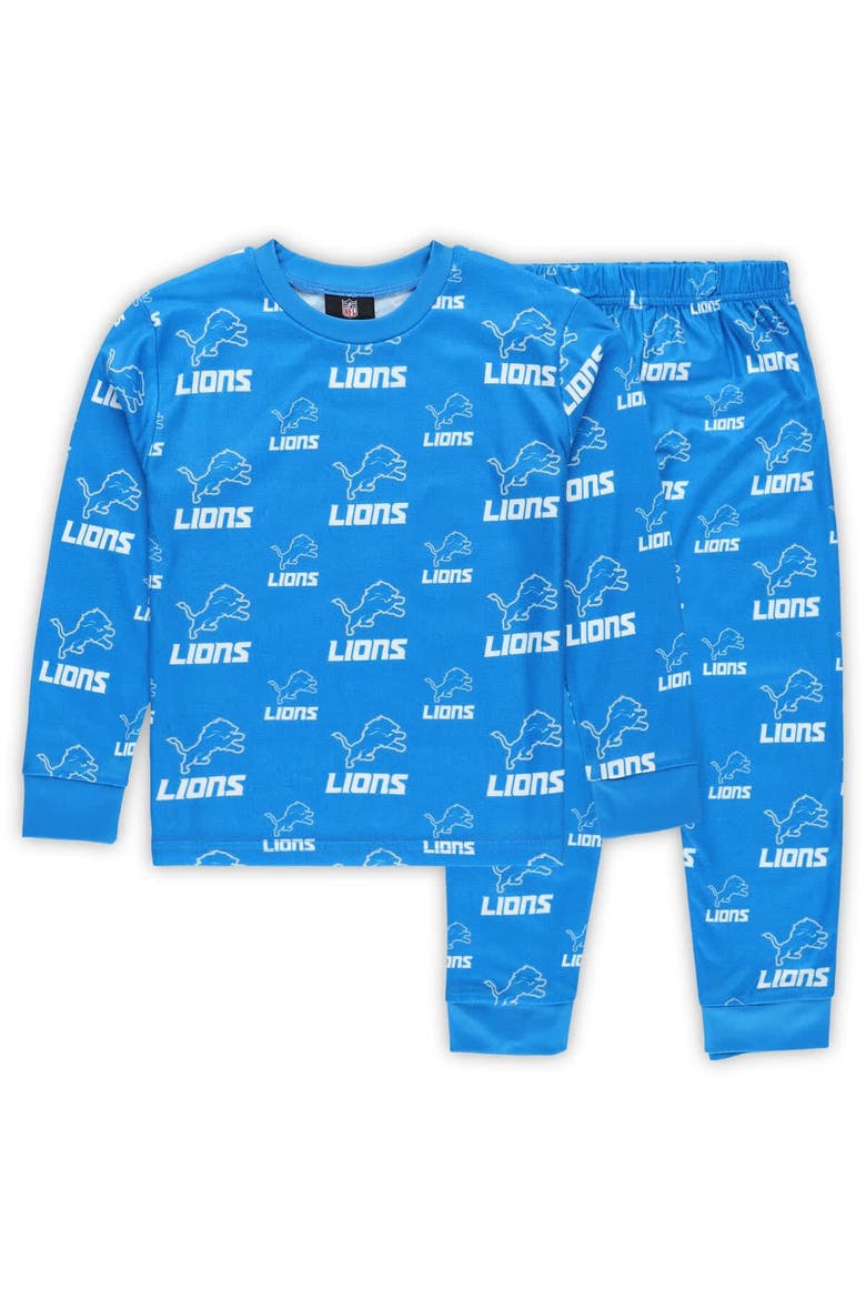 Preschool Outerstuff Blue Detroit Lions All-Over-Print Long Sleeve T-Shirt and Pants Sleep Set, Main, color, Blue
