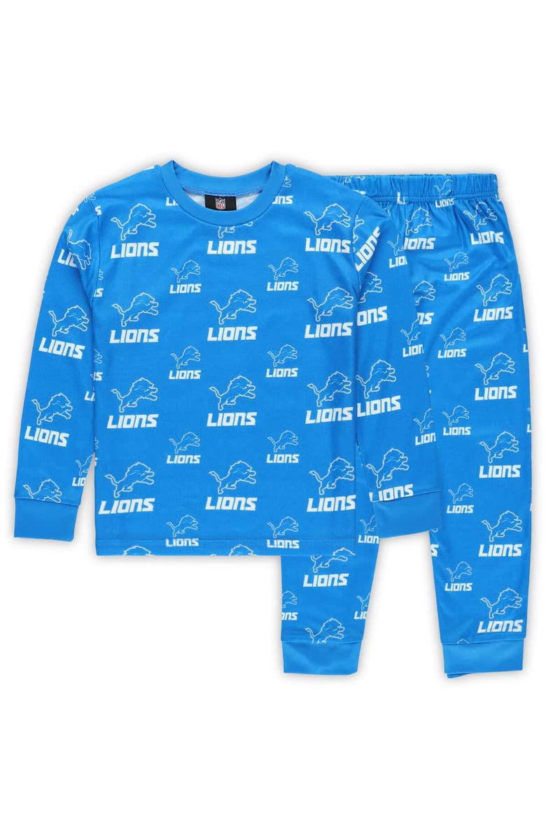 Outerstuff Preschool Outerstuff Blue Detroit Lions All-Over-Print Long Sleeve T-Shirt and Pants Sleep Set, Main, color, Blue