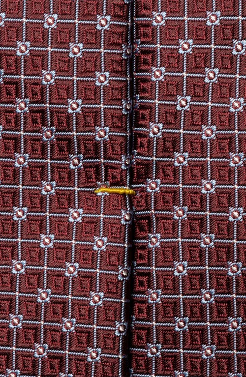 Eton Burgundy Geometric Pattern Silk Jacquard Tie In Burgundy