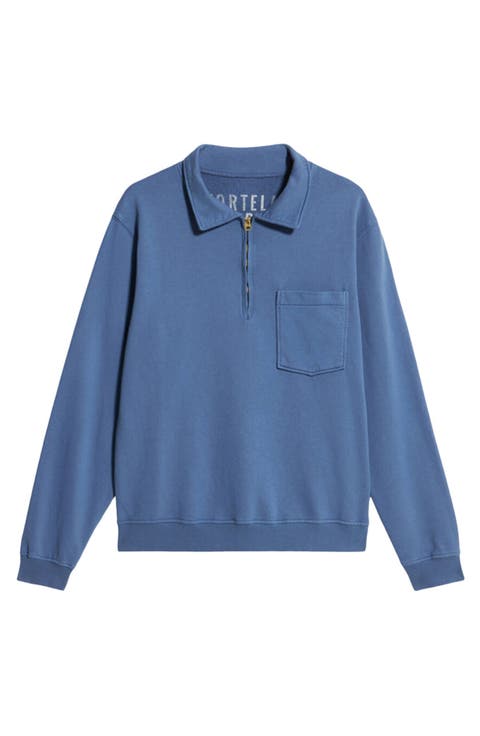 Yalep Brushed Jersey Quarter Zip Collared Sweatshirt
