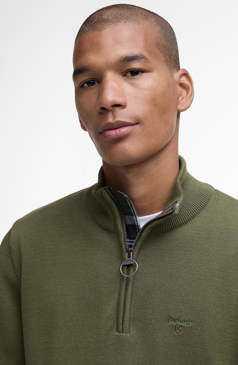 Barbour Cotton Quarter Zip Sweater, Alternate, color, Winter Moss