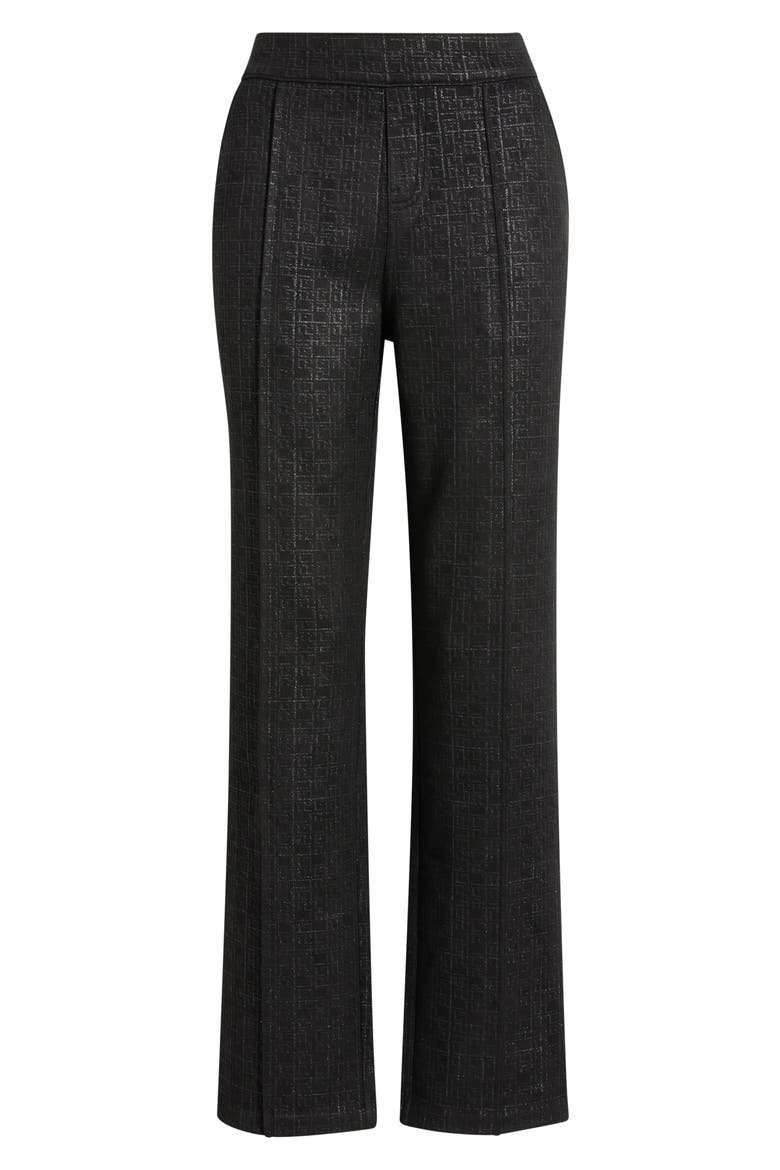 Metallic Geo Faux Suede Straight Fit Pants, Alternate, color, BLACK
